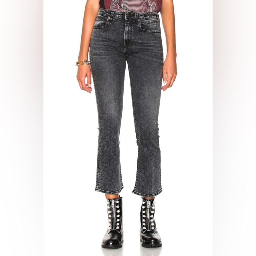 R13 High Rise Skinny Jeans in Tilson Washed Black Size 26 KICK FIT